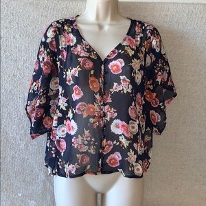 Sheer floral top. Size S.